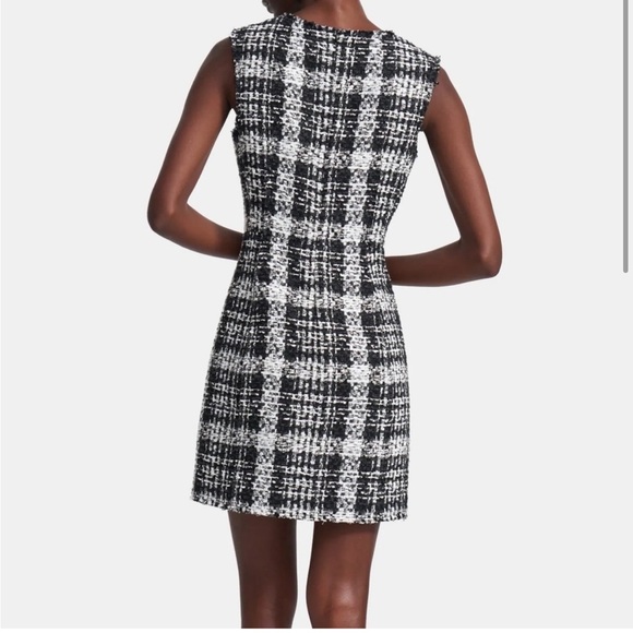 Theory Sculpt U Dress Rubber Tweed Sheath Plaid - Picture 2 of 10